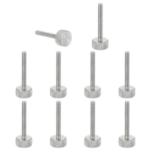 MECCANIXITY 5pcs M3 x 4mm Knurled Thumb Screws, 304 Stainless Steel Flat Head Thumb Screws Metric Diamond Knurled Head Bolts Grip Knobs Hand Tighten Thread Fasteners, 10mm Dia in Kuwait