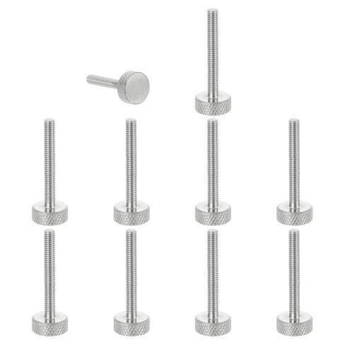 MECCANIXITY 5pcs M3 x 4mm Knurled Thumb Screws, 304 Stainless Steel Flat Head Thumb Screws Metric Diamond Knurled Head Bolts Grip Knobs Hand Tighten Thread Fasteners, 10mm Dia in Kuwait