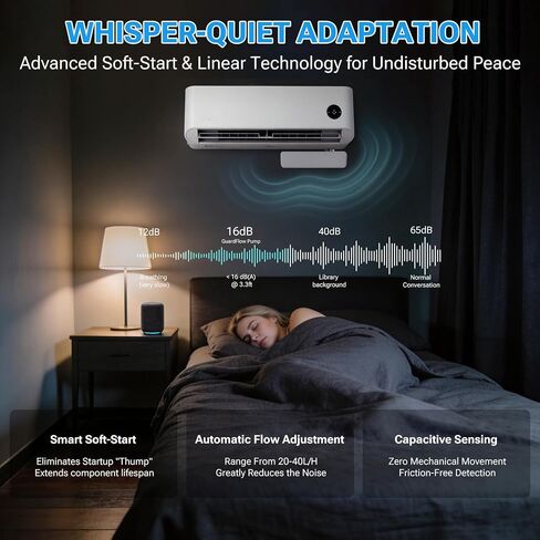 Mini Split Condensate Pum, 11 GPH, 100-240V AC, 50/60 Hz, Soft Start & Auto-Adjust Flow for Silence, Apacitive Sensor, Roviding Robust Condensate Drain Performance for Any Minisplit or Split System in Kuwait