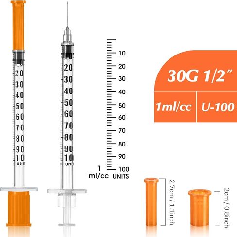 100 Pack 1 ml/cc 30G 1/2 Inch Syringe, Individually Packed in Kuwait