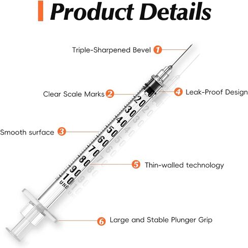 100 Pack 1 ml/cc 30G 1/2 Inch Syringe, Individually Packed in Kuwait