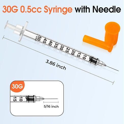 0.5ml 30G 5/16" Syringes, Lab Syringes Individually Wrapped pack of 100 in Kuwait