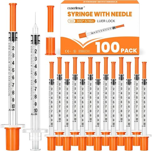 1ml/cc 30G 5/16" Jeringa, U-100 Lab Tools, Individual Wrapped (Orange, 100pc) in Saudi Arabia