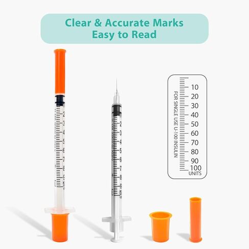 30PACK U-100 1ml Syringes with Needle, 30G 5/16'' (8mm) 1cc, Individual Wrapped Lab Supplies in Kuwait