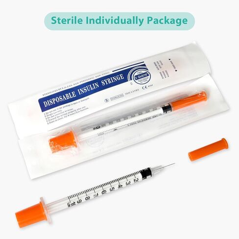 30PACK U-100 1ml Syringes with Needle, 30G 5/16'' (8mm) 1cc, Individual Wrapped Lab Supplies in Kuwait