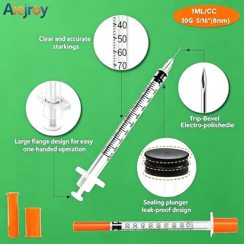 Syring 1mL 30G 5/16 Inch (8mm), Individually Sealed for Laboratory and Fluid Dispensing, U-100 Lab Syring Pack of 30 in Kuwait