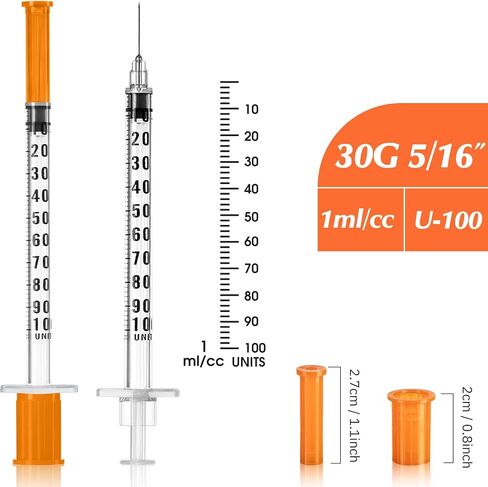 1 ml/cc 30 Gauge 5/16 Inch Syringe, Individually Packed, 100PCS in Kuwait