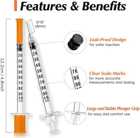 1 ml/cc 30 Gauge 5/16 Inch Syringe, Individually Packed, 100PCS in Kuwait