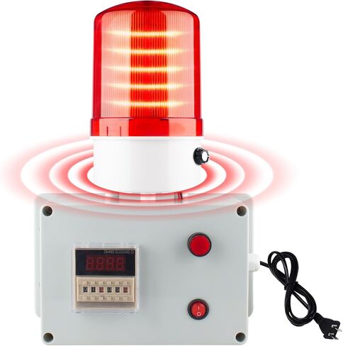 Cycle Timer Alarm with Flashing Light - 0-110dB Adjustable Siren, Automatic Repeat Timing for Industrial Safety, Facility Reminders, Workshops, Gyms, Kitchens, Laboratories (AC110V) in Kuwait