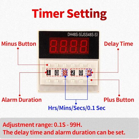 Cycle Timer Alarm with Flashing Light - 0-110dB Adjustable Siren, Automatic Repeat Timing for Industrial Safety, Facility Reminders, Workshops, Gyms, Kitchens, Laboratories (AC110V) in Kuwait