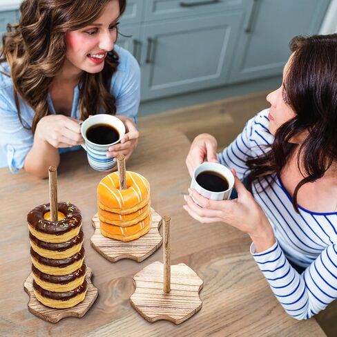 Cididu 8 Pieces Wood Donut Stand, Bagel Stand Holder Display for Dessert Table, Detachable Rustic Donut Sticks Display Tower for Wedding Birthday Parties Decorations Supplies (2 Sizes) in Kuwait