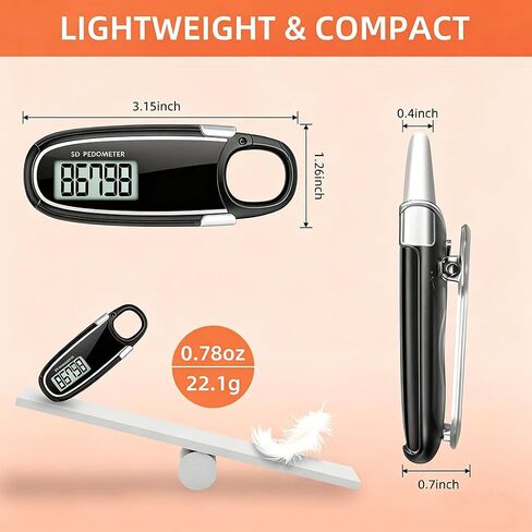 عداد خطوات بسيط للمشي ثلاثي الأبعاد مع مشبك وحبل، عداد خطوات مع شاشة LCD، مشبك وحبل (أبيض) in Kuwait