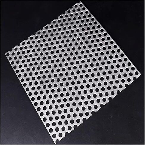 304 Stainless Steel Perforated Sheet Metal Round Mesh Plate Silver 15x15cm Multiple Sizes 1-10mm Holes(10mm Mesh,10x10cm) in Kuwait