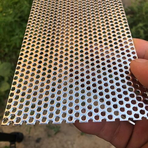 304 Stainless Steel Perforated Sheet Metal Round Mesh Plate Silver 15x15cm Multiple Sizes 1-10mm Holes(10mm Mesh,10x10cm) in Kuwait