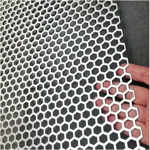 304 Stainless Steel Perforated Sheet Metal Round Mesh 6mm 35x45cm 13.7x17.7in Silver(6mm Mesh,50x50cm/19.6x19.6in) in Kuwait