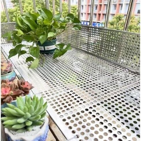Perforated Sheet Metal Round 304 Stainless Steel Plate Silver 2mm Mesh 30x30cm(6mm Mesh,20x20cm) in Kuwait