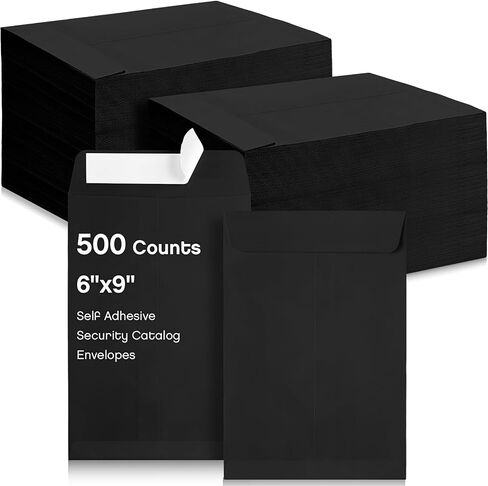 FUUTREO 500 COUNTS 6 × 9 بوصة الأظرف البنية بني كتالوج الأمن اللاصقة الأظرف البريدية مع إغلاق المواد اللاصقة 24 رطل للتخزين البريدي تنظيم مكتب منزلي in Kuwait