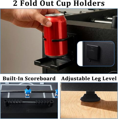 54 Inch Full Size Regulation Foosball Table | Competition Sized Arcade Soccer Game Table for Home, Office or Game Room - Includes 4 Balls, 2 Cup Holders in Kuwait