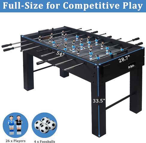 54 Inch Full Size Regulation Foosball Table | Competition Sized Arcade Soccer Game Table for Home, Office or Game Room - Includes 4 Balls, 2 Cup Holders in Kuwait