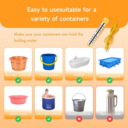 Submersible Bath Heater for Bathtub - Immersion Water Heater for Buckets, Pools, and Tubs, Fast & Efficient Portable Pool Warmer. in Kuwait