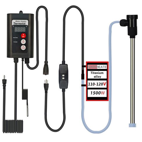 1500W Titanium Immersion Water Heater with Temp Control & GFCI – Submersible Electric Heater for Above-Ground Pool, Baptistry, Baptismal Pool, Spa, Bucke, Hot TubBathtub & Inflatable Pool in Kuwait