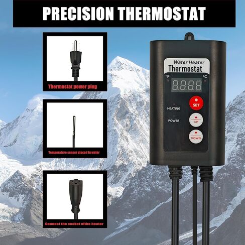 1500W Titanium Immersion Water Heater with Temp Control & GFCI – Submersible Electric Heater for Above-Ground Pool, Baptistry, Baptismal Pool, Spa, Bucke, Hot TubBathtub & Inflatable Pool in Kuwait