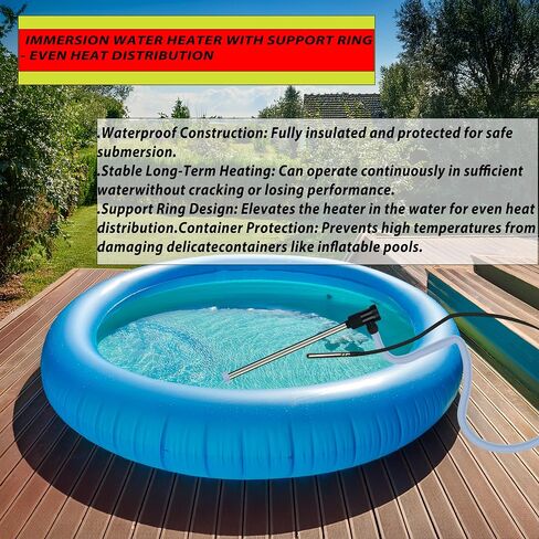 1500W Titanium Immersion Water Heater with Temp Control & GFCI – Submersible Electric Heater for Above-Ground Pool, Baptistry, Baptismal Pool, Spa, Bucke, Hot TubBathtub & Inflatable Pool in Kuwait
