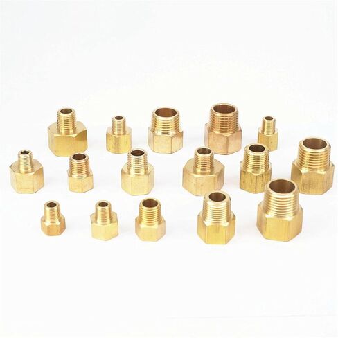 Lkq-Brass Adapter 1/8" 1/4" 3/8" 1/2" NPT Female To Male BSP Brass Pipe Fitting Connector Joint For Pressure Gauge Air Gas Fuel Water Plumbing, Garden Hose Connector(Type 12) in Kuwait