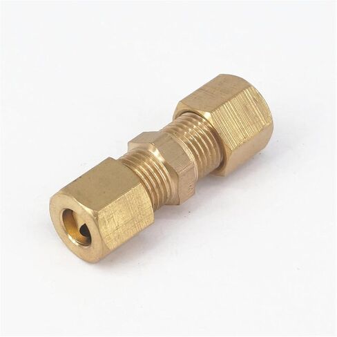 Lkq-Brass Adapter Fit 1/4" X 1/4" Tube OD Straight Compression Union Brass Pipe Fittings Connectors Adapters 229 PSI, Garden Hose Connector in Kuwait