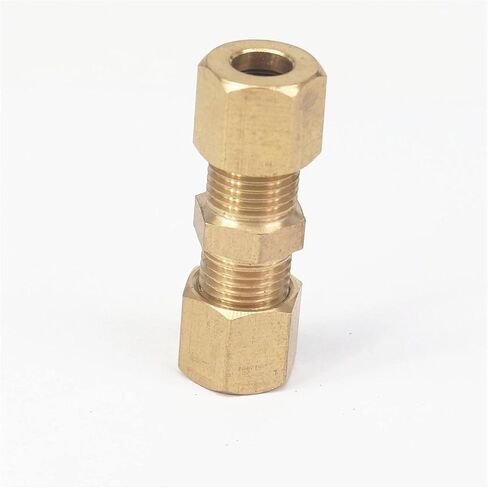 Lkq-Brass Adapter Fit 1/4" X 1/4" Tube OD Straight Compression Union Brass Pipe Fittings Connectors Adapters 229 PSI, Garden Hose Connector in Kuwait