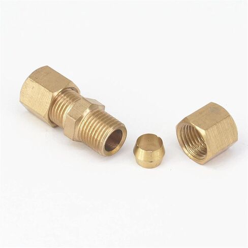 Lkq-Brass Adapter Fit 1/4" X 1/4" Tube OD Straight Compression Union Brass Pipe Fittings Connectors Adapters 229 PSI, Garden Hose Connector in Kuwait