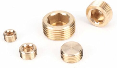 Lkq-Brass Adapter 1/8" 1/4" 3/8" 1/2" 3/4" BSP Male Thread Brass Hex Head Socket End Cap Plug Copper Coupler Connector Adapter Pipe Fitting, Garden Hose Connector(1/8") in Kuwait