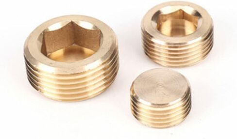 Lkq-Brass Adapter 1/8" 1/4" 3/8" 1/2" 3/4" BSP Male Thread Brass Hex Head Socket End Cap Plug Copper Coupler Connector Adapter Pipe Fitting, Garden Hose Connector(1/8") in Kuwait
