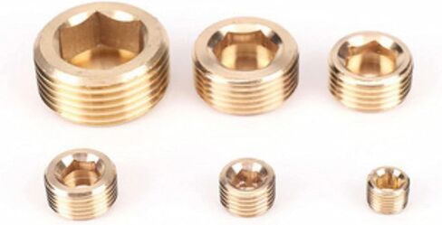 Lkq-Brass Adapter 1/8" 1/4" 3/8" 1/2" 3/4" BSP Male Thread Brass Hex Head Socket End Cap Plug Copper Coupler Connector Adapter Pipe Fitting, Garden Hose Connector(1/8") in Kuwait