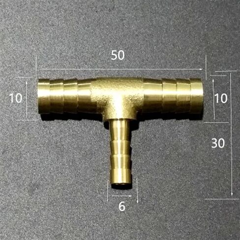 Lkq-Brass Adapter Brass Hose Barb Reducer Fitting Tee 3 Way Splitter 10-6-10mm Water Gas, Garden Hose Connector in Kuwait