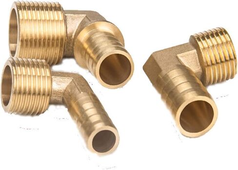 Lkq-Brass Adapter Brass Hose Barb Fitting Elbow 6mm 8mm 10mm 12mm 16mm To 1/4 1/8 1/2 3/8" BSP Male Thread, Garden Hose Connector(10mm Barb,1/2") in Kuwait