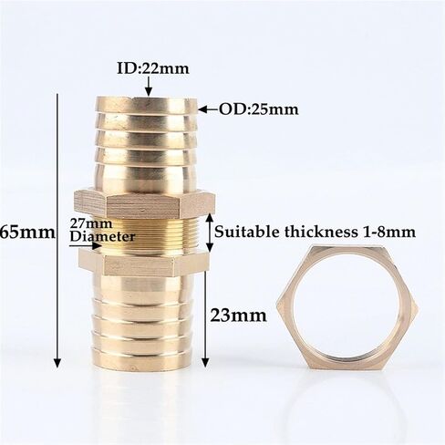 Lkq-Brass Adapter 6-25mm Copper Straight Connectors Hex Nut Irrigation System Aquarium Adapter Water Tank Hose Joint Air Pump Pipe Fitting, Garden Hose Connector(25mm,1Pc) in Saudi Arabia