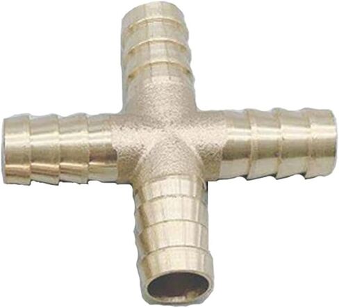 Lkq-Brass Adapter Cross Shaped Brass Pipe Fitting 4 Way 4mm 6mm 8mm 10mm 12mm Hose Barb Connector Joint Copper Barbed Coupler Adapter Coupling, Garden Hose Connector(10mm Barb) in Kuwait