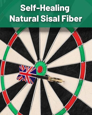 Dart Board Cabinet Set for Adults, 18-inch Sisal Dartboard with 6 Steel Tip Darts in Kuwait