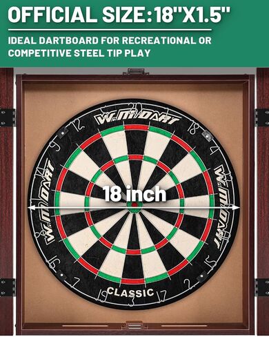Dart Board Cabinet Set for Adults, 18-inch Sisal Dartboard with 6 Steel Tip Darts in Kuwait