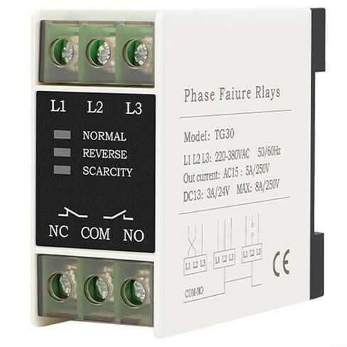 FABULETTA Phase Relay TG30/TG30S 380V AC Voltage Detection with LED Indicator for Motor Protection, DIN Rail Mount Industrial Automation Equipment, Phase Loss and Unbalance Guard(TG30) in Kuwait