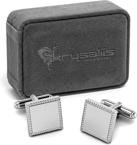Sterling Silver Rope Square Cufflinks for Men - Luxury Men's Cuff Links With Elegant Gift Box - Made With .925 Sterling Silver - Suitable for All Occasions in Saudi Arabia