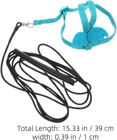 Housoutil Adjustable Parrot Harness Leash with Ultralight Elastic Rope for Pet Birds, Wear-Resistant Blue Bird Leash Suitable for Interacting with Your Pet or Outdoor Use in Public Park in Kuwait