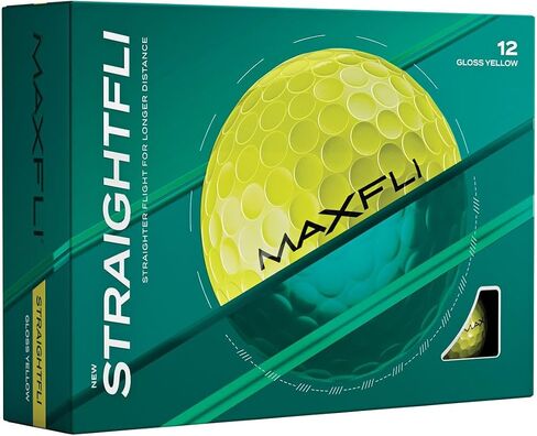 Maxfli StraightFli Golf Balls – Gloss Yellow, 12-Pack | Low Spin Distance Golf Balls for Straighter Shots | Soft Feel, Durable Ionomer Cover | for Beginners & Recreational Golfers in Kuwait
