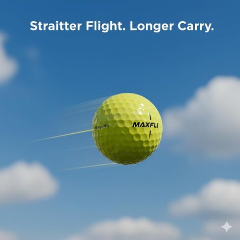 Maxfli StraightFli Golf Balls – Gloss Yellow, 12-Pack | Low Spin Distance Golf Balls for Straighter Shots | Soft Feel, Durable Ionomer Cover | for Beginners & Recreational Golfers in Kuwait