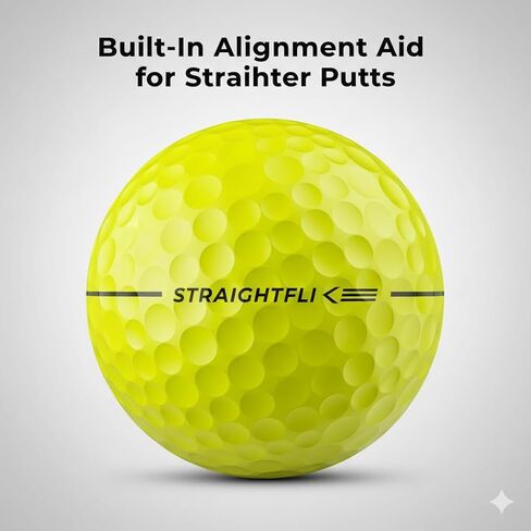 Maxfli StraightFli Golf Balls – Gloss Yellow, 12-Pack | Low Spin Distance Golf Balls for Straighter Shots | Soft Feel, Durable Ionomer Cover | for Beginners & Recreational Golfers in Kuwait