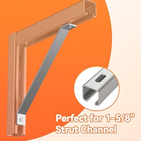 14-5/8" 45 Degree Corner Brace - Heavy Duty 5.6 mm Thick Steel 45 Degree Angle Support Brackets for 1-5/8" Strut Channel, Galvanized 45 Degree Corner Braces, Inside Mount Angle Bracket - 4 Pack in Kuwait