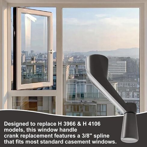 Window Handle Crank Replace H 3966 & H 4106, 3/8" Spline Crank Window Handle, Casement Window Crank Handle of Smooth 360-Degree Operation, 2 - Pack, Stone Color in Kuwait