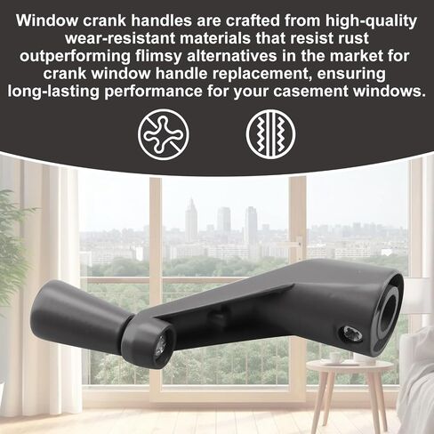 Window Handle Crank Replace H 3966 & H 4106, 3/8" Spline Crank Window Handle, Casement Window Crank Handle of Smooth 360-Degree Operation, 2 - Pack, Stone Color in Kuwait