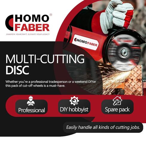 HOMO FABER 10 Pack - 4 1/2 Inch Cut Off Wheels for Metal (4.5" Angle Grinder Cutting Disc) - 3/64" Thick, 7/8" Arbor. Fits Most Angle Grinders, Durable Grinder Blades for Steel, Iron, Pipe. in Kuwait